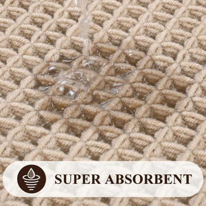 Tapis de bain rectangulaire minimaliste en coton tricoté, couleur unie beige, séchage rapide, avec support en microfibre et mousse à mémoire de forme pour sol de salle de bain - Product Image 6