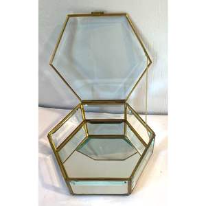 Trendy metal glass <b>jewelry</b> box with elegant embossed design perfect for stylishly organizing rings earrings and fine <b>accessories</b> - Product Image 4