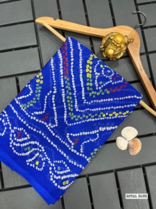 Diseñador exclusivo última tendencia musgo Crape Sari mujer moda fabricante de la India a la tarifa más baja - Product Image 4