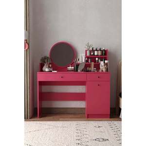 Harmony Modern Eco-Friendly Foldable Dressing Table with Removable Mirror Two Drawers <b>Vanity</b> Desk Bedroom <b>Makeup</b> Set - Product Image 5