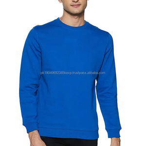 Casual Wear <b>Men's</b> Sweatshirts <b>Blue</b> Color Made With Cotton Fleece Wholesale Pullover Basics Breathable Crewneck Sweatshirts - Product Image 4