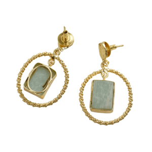 ต่างหูห้อยประดับอัญมณีสมัยใหม่ พร้อมหยดน้ำอัญมณีล้ำค่า ชุบทองขัดเงา และเครื่องประดับคุณภาพระดับพรีเมียม - Product Image 3