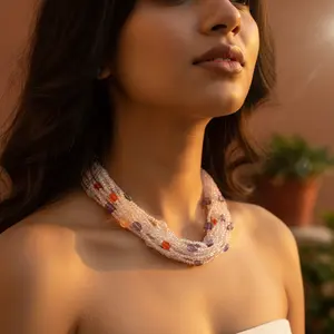 Collier en perles de graines roses pour femmes Bijoux en perles pour colliers superposés tendance - Product Image 3