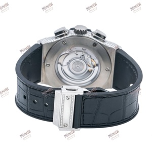 Montre Moissanite automatique en argent avec cadran chronographe et bracelet en cuir, montre de luxe en diamant pour un style élégant - Product Image 4