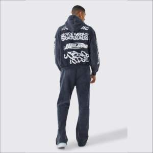 Conjuntos Deportivos Ultrafuncionales Transpirables de Algodón Puro, de Dos Piezas, con Capucha y Estampado de Letras, para Hombre, con Estampado Gráfico - Product Image 4