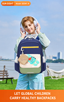 Sac à dos étudiant imperméable léger en polyester, sac d'école ergonomique avec soutien de la colonne vertébrale, sac à livres zippé 20-35L pour garçons et filles