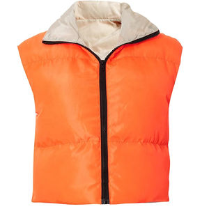Chaleco acolchado recortado de Invierno para mujer, chaleco sin mangas con cuello levantado y cremallera, Chaleco Corto acolchado Reversible, transpirable con OEM - Product Image 1