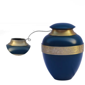 โกศใส่เถ้ากระดูกสำหรับผู้ใหญ่ขี้เถ้ากระดูกโกศโลหะสีน้ำเงินสไตล์วินเทจ - Product Image 5