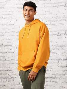 Sudadera Extra Grande para Hombre, Sudadera con Capucha Extra Grande de Primera Calidad, Color Amarillo, Estilo Holgado con Hombros Caídos, 100% Algodón, Térmica, con Logotipo Personalizado - Product Image 3