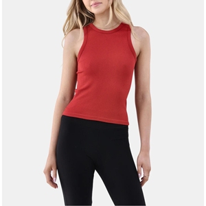 Débardeur côtelé sans manches à col montant pour femme, respirant, écologique, séchage rapide, tissu extensible, idéal pour la gym, le yoga et le quotidien - Product Image 1