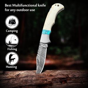 Cuchillo de hoja plegable multifuncional de acero inoxidable para acampar al aire libre, cuchillo plegable portátil duradero para cortar frutas de supervivencia - Product Image 3