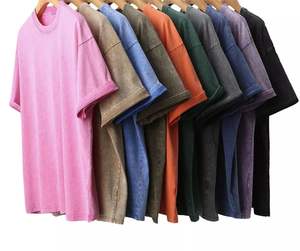 OEM personalizado cuello redondo gota hombro Streetwear Oversized Heavyweight ácido Vintage lavado 100% algodón camiseta para hombres de ajuste suelto - Product Image 1