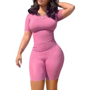 2025 Stylish Slim Fit Shorts Shirt High Quality Gym Workout Women's <b>Sets</b> Summer 100% Cotton 2 Piece <b>Set</b> Women - Product Image 3