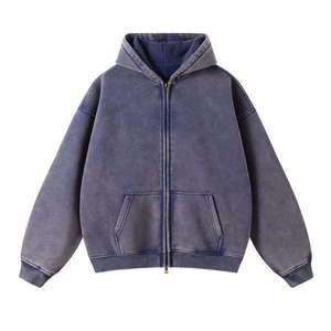 Ventes en gros de sweats à capuche unisexes à fermeture éclair, pull-over de haute qualité, sweats à capuche en molleton surdimensionnés pour hommes, sweats à capuche à fermeture éclair délavés à l'acide - Product Image 4