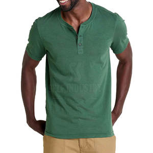 Camiseta Henley de algodón 100% duradera de calidad superior para hombre, ropa estampada informal de verano holgada - Product Image 1