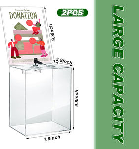 High Quality Customized Shape Size Eco-Friendly Modern Acrylic Donation <b>Box</b> with Lock <b>Ballot</b> <b>Box</b> Sign Holder Suggestion Boxes - Product Image 5