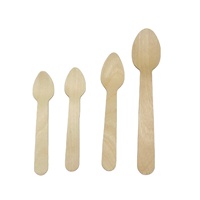 Cuillère en bois compostable de 110mm avec sac emballé