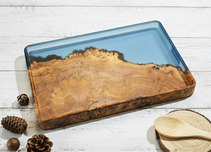 Plateau de service moderne fait à la main de qualité supérieure en résine et bois naturel, écologique, de qualité alimentaire, décoration d'intérieur à bas prix - Product Image 2