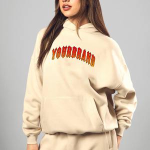 Sweat-shirt d'entraînement athlétique pour femmes, style européen transfrontalier, épaules tombantes, couture sur le capuchon, OEM - Product Image 1