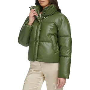 2024 meilleur Design femmes veste en cuir bouffante qualité respirant manteau zippé coton remplissage personnalisable vêtements d'extérieur bruts - Product Image 2