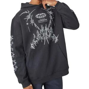 เสื้อมีฮู้ดผ้าฟลีซระบายอากาศได้ดีสำหรับผู้ชายเสื้อฮู้ดซักแบบสวมหัวโอเวอร์ไซส์สไตล์วินเทจ500Gsm ลายพิมพ์สีทึบสำหรับฤดูหนาว - Product Image 1