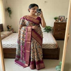 ผ้าไหมโดลาแท้สำหรับทำชุดอินเดีย พร้อมขอบปักดิ้นทอง สำหรับผู้หญิง มีสินค้าพร้อมส่ง - Product Image 1