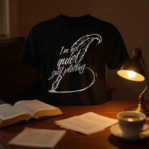 T-shirt humoristique pour écrivain introverti : Je ne suis pas silencieux, je suis simplement en train de réfléchir – Cadeau promotionnel pour les amoureux des livres - Product Image 3