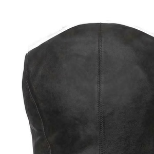 Gilet moto en cuir véritable pour femme, col en V, fermeture éclair, couleur unie, vêtement d'extérieur pour l'automne - Product Image 5