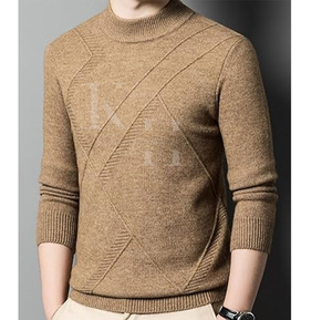 Pull-over en tricot doux en laine mélangée pour hommes pour l'automne et l'hiver respirant et chaud avec logo personnalisé et support OEM - Product Image 4