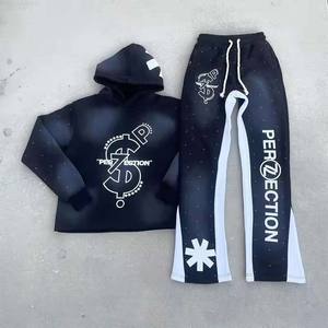 Ensemble sweat à capuche et pantalon unisexe personnalisé en molleton respirant pour homme, style streetwear hiver - Product Image 2