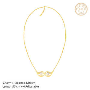 Collar de diamantes con alas doradas de amor - Product Image 3