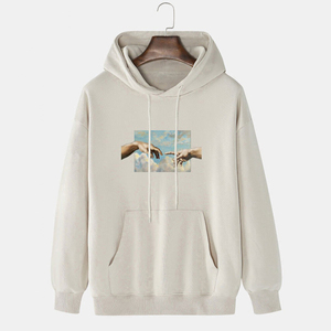 เสื้อสวมหัวลำลองของผู้ชายเสื้อฮู้ดผ้าฝ้าย100% สีทึบพิมพ์ลายกราฟิกสำหรับฤดูใบไม้ร่วงฤดูหนาว - Product Image 3