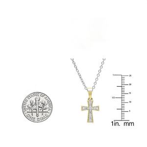 Colgante de Cruz de Oro Amarillo con Moissanita Redonda Blanca de 0.07 Quilates y Diamante Tishya de 10K para Mujer, Chapado en Oro - Product Image 4