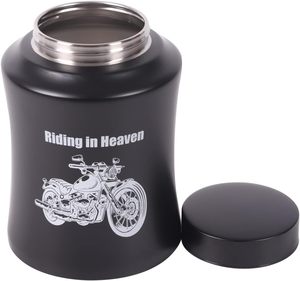 Urne de moto noire décorative en métal sur mesure pour les cendres Urne funéraire pour hommes adultes Crémation funéraire pour papa pour les services commémoratifs - Product Image 4