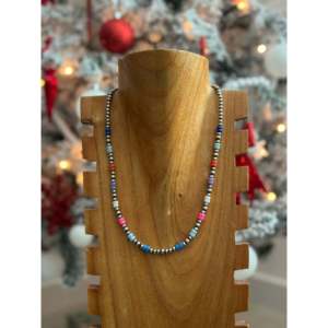 Collier de perles opale et argent sterling, style Navajo, idéal pour les occasions spéciales - Product Image 1