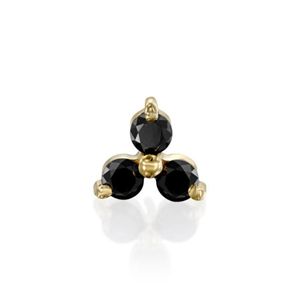 Pendientes de Diamante Negro con Tres Piedras en Engaste de Tres Puntas para Mujer - Product Image 3
