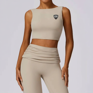 Vente flash - Débardeur sans manches pour femme, sans couture, pour le yoga, la salle de sport, tenue de sport UZAS, vente en gros, devant court, logo, séchage rapide, respirant - Product Image 1