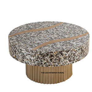 Nouvel arrivage de luxe au design brillant Table basse ovale de salon en nacre pour meubles de maison - Product Image 3