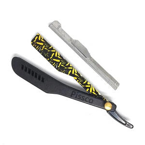 Couteau de rasage pliable en acier inoxydable Pissco avec lame droite, rasoir de barbier, revêtement en poudre noire, logo et couleur personnalisés - Product Image 4