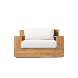 Modern Teak <b>Garden</b> <b>Sofa</b> Outdoor Lounge Chair Upholstered Patio Seat with Cushion - Product Image 1