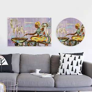 Lienzo Impreso: Arte de Mujer Africana - Madre Cocinando, ARTE EN VIDRIO TEMPLADO - Product Image 1