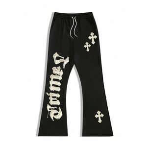 Pantalones Deportivos para Hombre al por Mayor, Personalizables, Estilo Desgastado, Acampanados, de Algodón y Felpa - Product Image 4