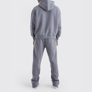 Chándal de gran tamaño con lavado ácido para hombre, conjunto de 2 piezas con Sudadera con capucha holgada y ropa de calle holgada para correr, ropa de salón - Product Image 2