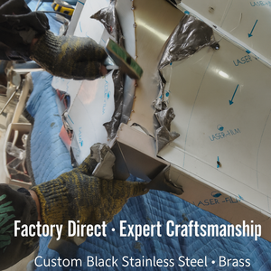 <span class=keywords><strong>Hotte</strong></span> de cuisine en acier inoxydable <span class=keywords><strong>noir</strong></span> mat conique avec garniture en laiton, montage mural encastré pour cuisines de villas de luxe - Product Image 4