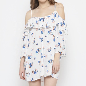 <b>Summer</b> Wear Clothing Floral Printed Breathable Wind <b>Shift</b> A-Line Sexy Women off Shoulder Casual Short <b>Dress</b> - Product Image 1