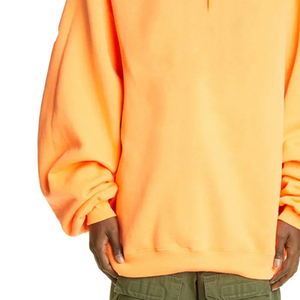 <b>Men's</b> Oversized Zip-Up Hooded Fleece <b>Sweatshirt</b> Solid <b>Orange</b> Regular Fit Autumn Streetwear Long Sleeve 100% Cotton Hoodie - Product Image 6