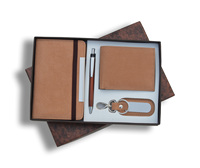 Sabuk Kulit Coklat Premium Bolak-Balik RFID dengan Dompet Pria Hook & Loop Olivia, Set Hadiah Promosi Bisnis Natal Terlaris