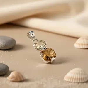 "Handmade Rose Gold Rhodium-Plated <b>Citrine</b> Quartz Charm <b>Pendant</b> for Women" - Product Image 3