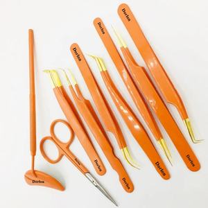 Pinzas de pestañas recubiertas de Color de Material de alta calidad, etiqueta personalizada privada, volumen puntiagudo curvo, las mejores pinzas de extensión de pestañas - Product Image 5