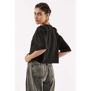 Top corto relajado negro para mujer Conjuntos cómodos para mujer Accesorio - Product Image 5